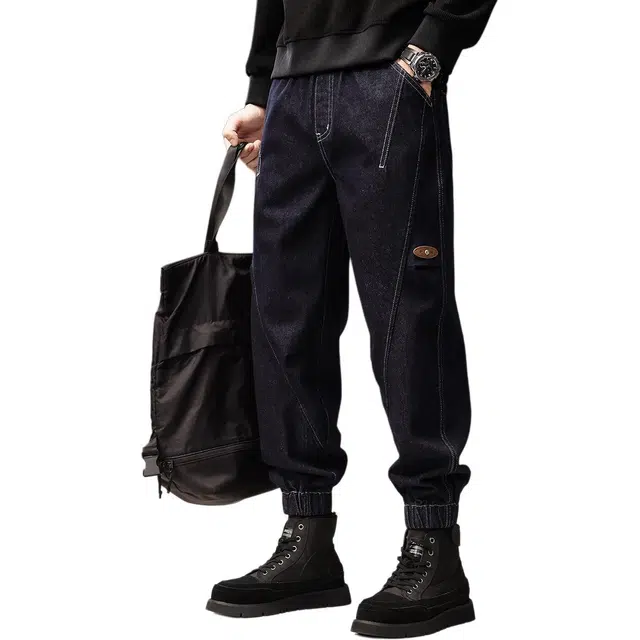 贵色 美式复古潮流高街休闲宽松牛仔裤 男女同款