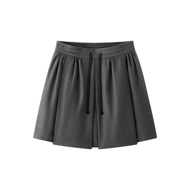 森马 仿呢打褶伞裙标准甜美休闲短裙 女款