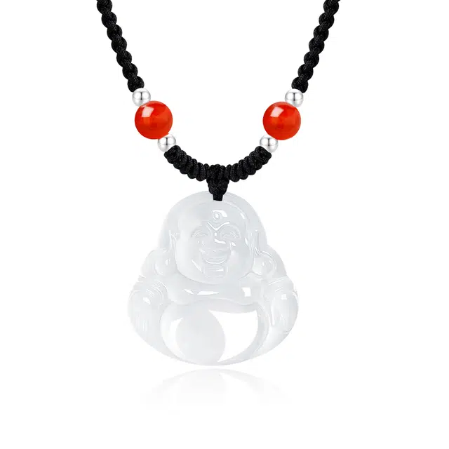 爱骊 喜笑弥勒佛转运珠 富贵复古时尚潮流大气 平安喜顺如意吉祥#好运 玉髓 项链 女款