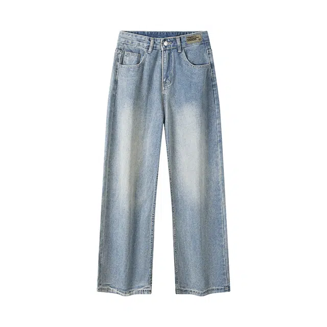 下层基础 水洗工艺系列 做旧舒适合身高街复古大众百搭牛仔裤 男女同款