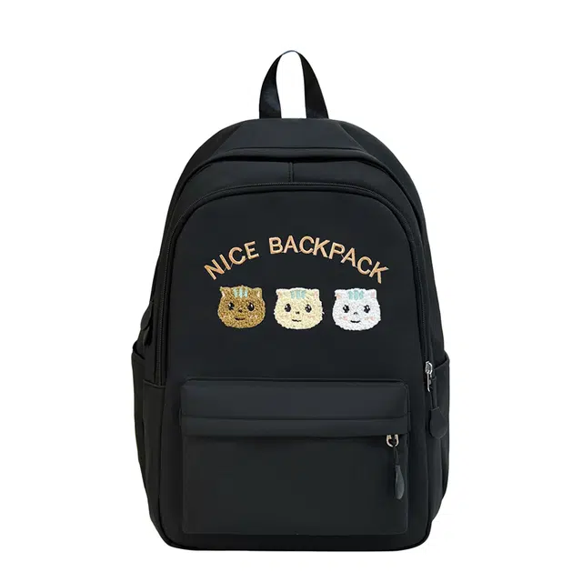 蔻蒂熊 日系书包女初中生高颜值小清新轻便背包高中生时尚百搭大容量小众款 尼龙布 双肩包 常规 粉色/黄色/绿色/蓝色/黑色