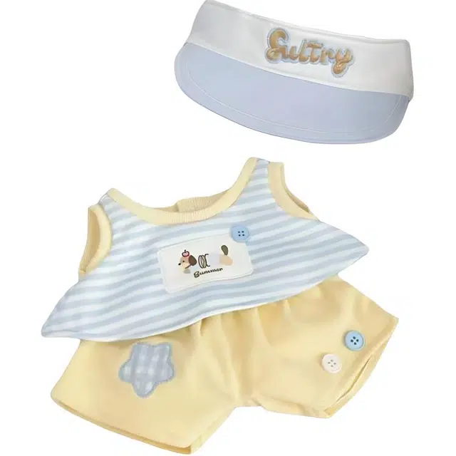 启启 夏日可爱套装 棉花背带裤 娃衣着替