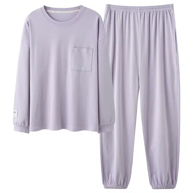 芬腾可安 简约春秋休闲抗菌舒适少女感显瘦轻盈遮肉家居服睡衣套装 女款