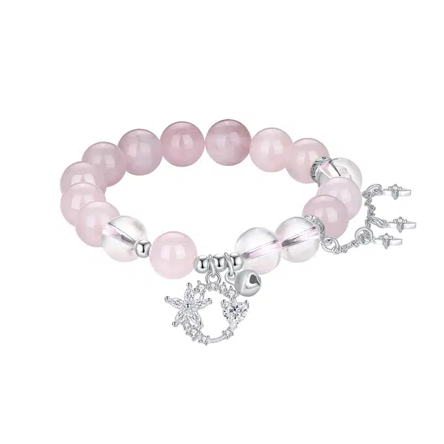 七可 轻奢气质甜美新中式国潮风串珠旺桃花#好运百搭 粉水晶 手串 男女同款情侣款