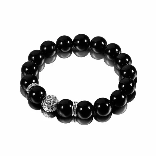 爱骊 如意祥云转运珠手串  国潮新中式经典富贵复古时尚潮流大气平安精致#好运天然 黑曜石 手链 男女同款情侣款