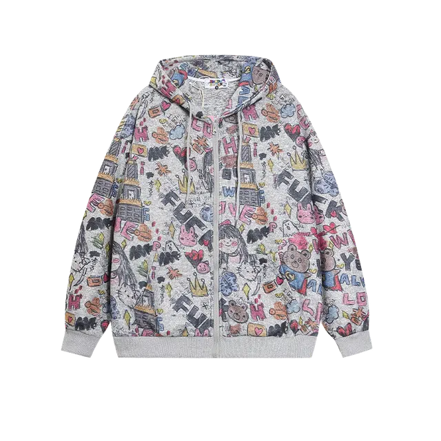 奇迹街区 复古潮牌美式重磅休闲运动套头帽衫情侣连帽卫衣 男女同款