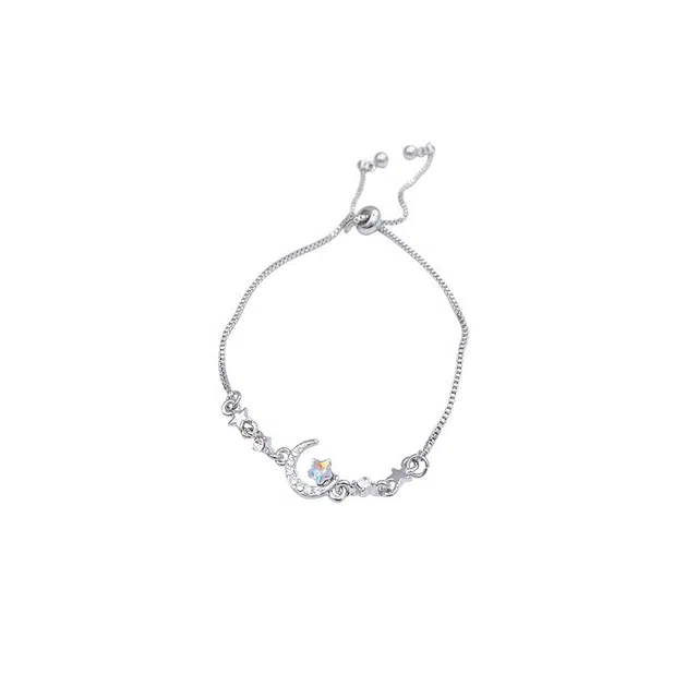 清脆小溪 星月高级设计感轻奢冷淡风小众感温柔甜美少女日常百搭 合金 手链 女款