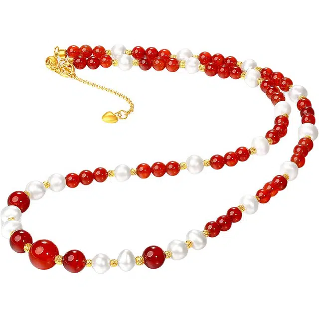 老庙 新中式国风锁骨链简约时尚复古高级感轻奢精致 本命年好运 玛瑙 项链 女款