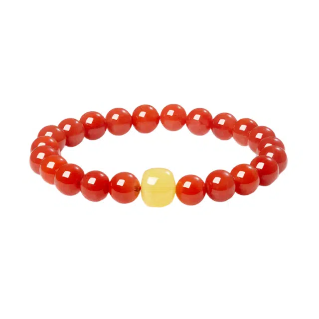 爱骊 【圆圆满满玛瑙手串】吉祥平安好运新中式复古经典简约百搭时尚精致高品质 玛瑙 手链 男女同款情侣款