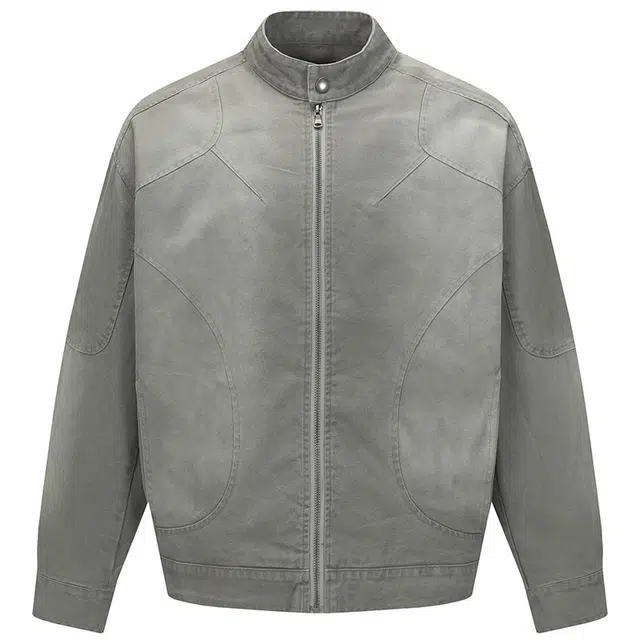 拾个壹先生 美式复古高街小众纯色宽松休闲百搭高级感外套夹克 男女同款