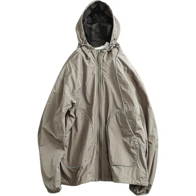 宫奴 日系休闲潮牌机能反光条防水宽松连帽外套夹克 男女同款