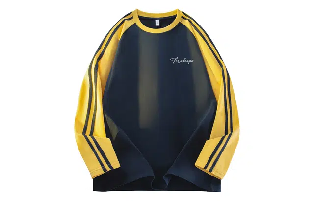 空白町 简约百搭宽松休闲长袖拼色侧边条杠复古学院字母印花潮流运动时尚情侣款开学户外高级感基础款上衣服通勤卫衣 男女同款