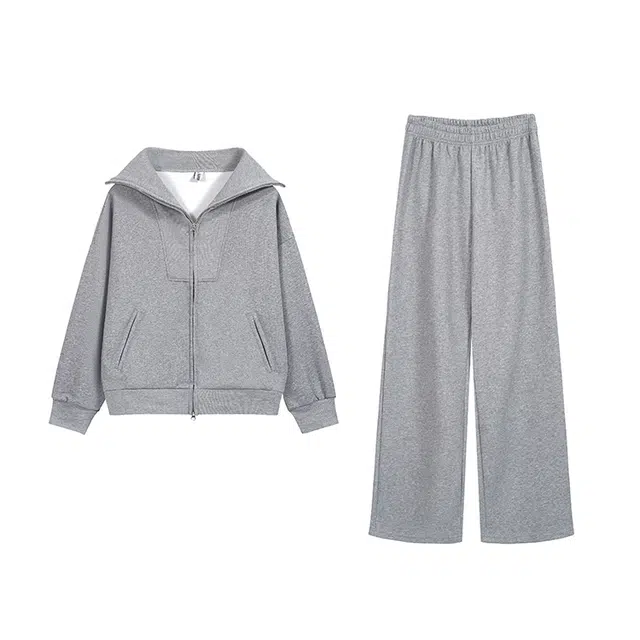 思蓓儿 双拉链宽松外套女显瘦运动休闲卫裤两件 卫衣套装 女款