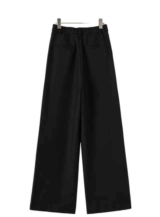 晚白 气质通勤纯色阔腿高腰休闲裤 女款