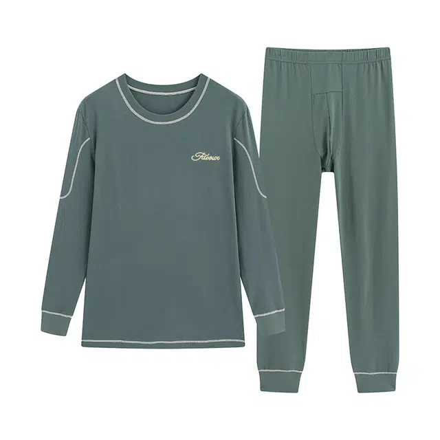 贴身领域 青少年秋衣秋裤纯棉内衣初中高中学生棉毛衫线衣线裤保暖套装 男款