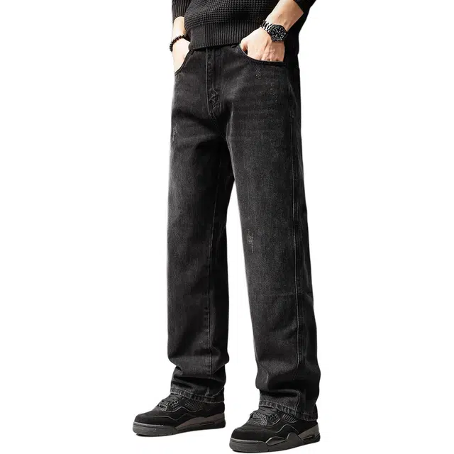 贵色 美式潮流复古高街直筒垂感阔腿休闲宽松牛仔裤 男女同款