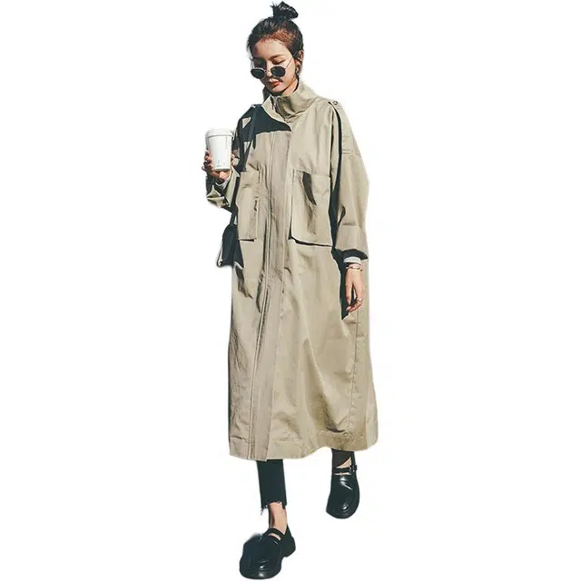 袋鼠 宽松休闲工装日系超好看中长款外套风衣 女款