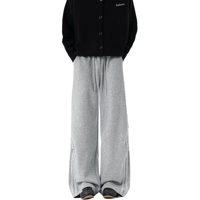 佐菲利 美式侧边条纹卫裤垂感百搭重磅运动裤宽松拖地裤休闲裤 男女同款