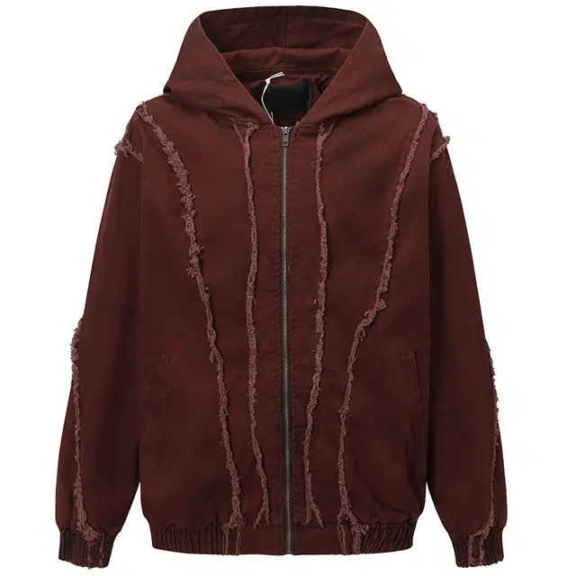 拾个壹先生 美式复古高街做旧条纹宽松休闲百搭小众纯色外套夹克 男女同款