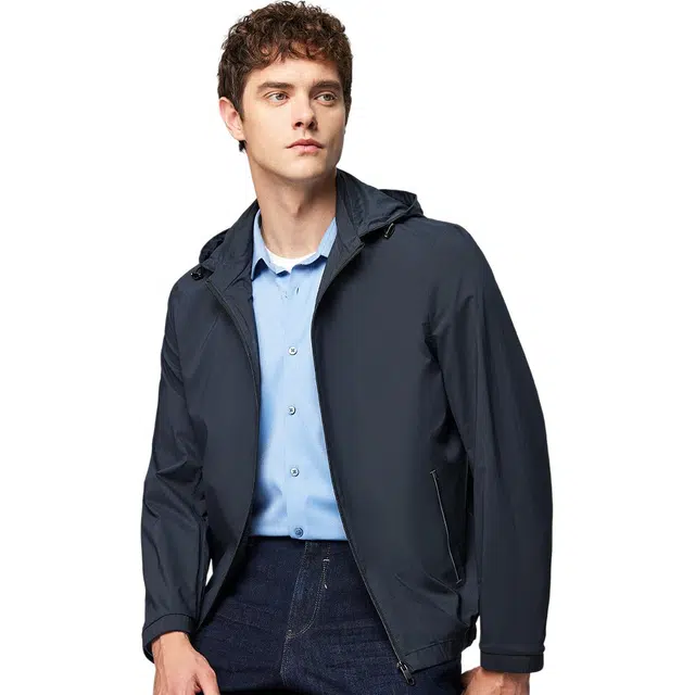 红豆 可脱卸帽一衣两穿挺括易打理商务休闲拉链百搭开衫外套夹克 男款