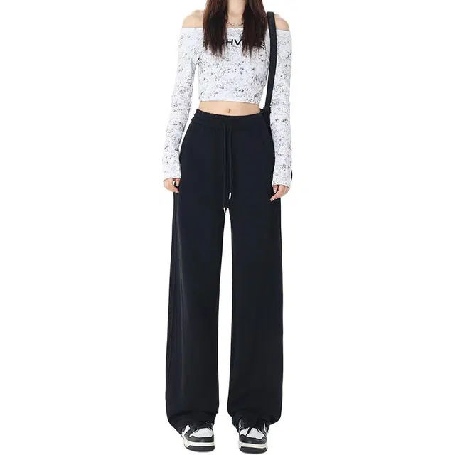 如续 窄版香蕉阔腿裤女秋冬小个子长运动直筒卫裤休闲裤 女款