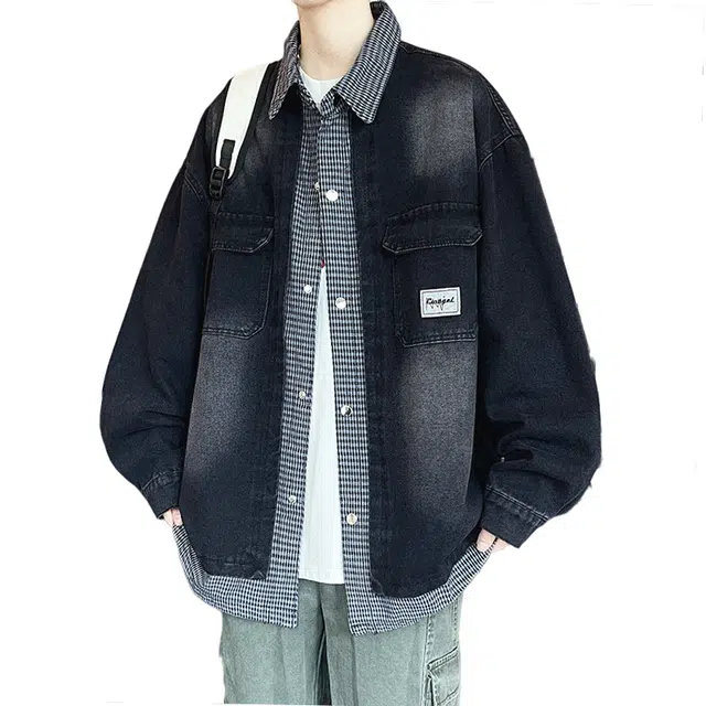 ZHIO Vintage Washed Shirt Collar Jacket