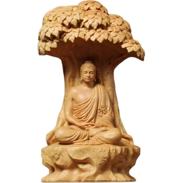 得笙陌 坐树下如来佛祖木雕禅意手工雕刻国潮转运家居装饰#好运 黄杨木 木作摆件 男女同款情侣款