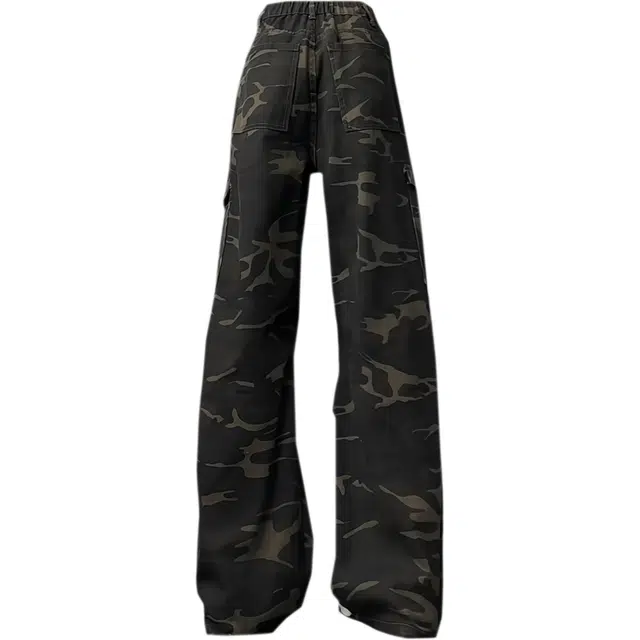 下层基础 迷彩坠感宽松潮流舒适直筒工装百搭牛仔裤 男女同款