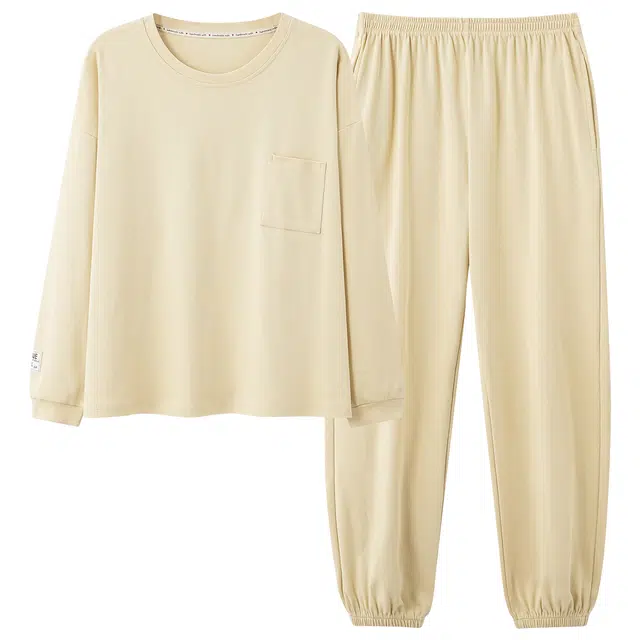 芬腾可安 简约休闲抗菌舒适少女感显瘦轻盈春秋遮肉家居服睡衣套装 女款