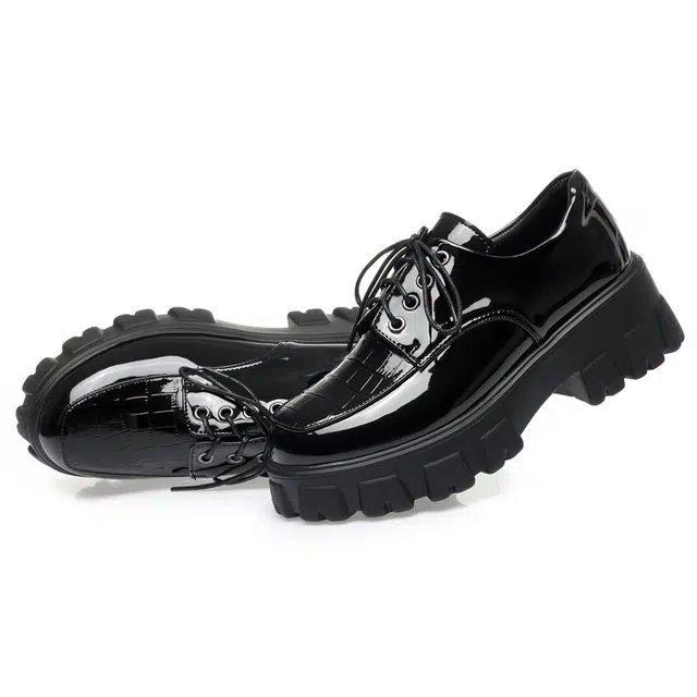 阿比让 二层牛皮 公主学院风时尚百搭英伦日常通勤系带 乐福鞋 女