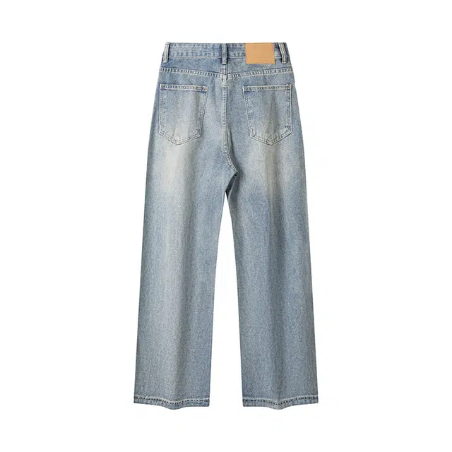 下层基础 水洗工艺系列 做旧舒适合身高街复古大众百搭牛仔裤 男女同款