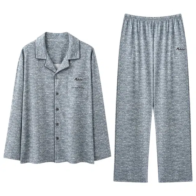 木林森 凉感印花长袖长裤经典版型轻薄垂顺不易皱居家睡衣套装 男款