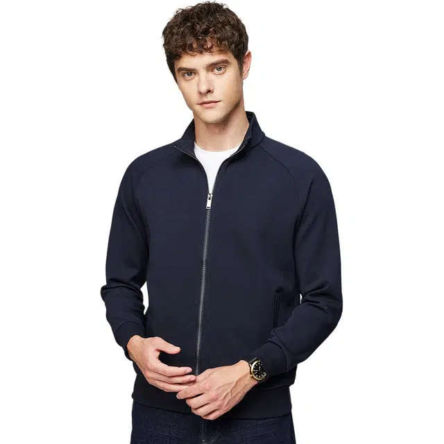 红豆 高支棉纱舒适百搭运动休闲立领挺括易打理开衫夹克外套 男款