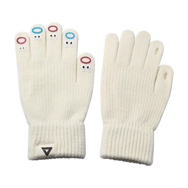 匹克 可爱表情卡哇伊 锦纶 冬季保暖绒线手套 女款