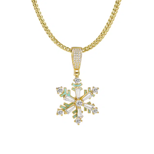 暖瞳 【夜光系列】冰雪限定旋转雪花项链 炫酷嘻哈风毛衣链 钛钢 吊坠 男女同款情侣款