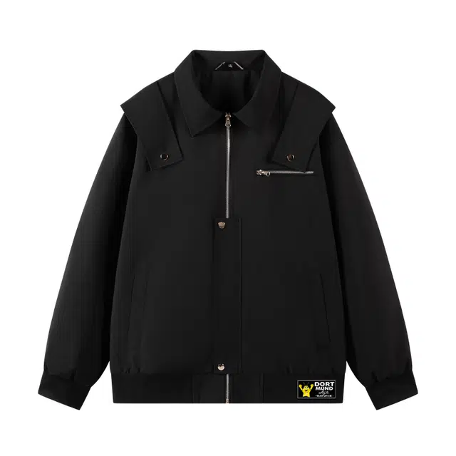 普鲁士多特蒙德 潮流时尚宽松简约长袖纯色拉链口袋上衣外套百搭秋季帅气男装夹克 男女同款