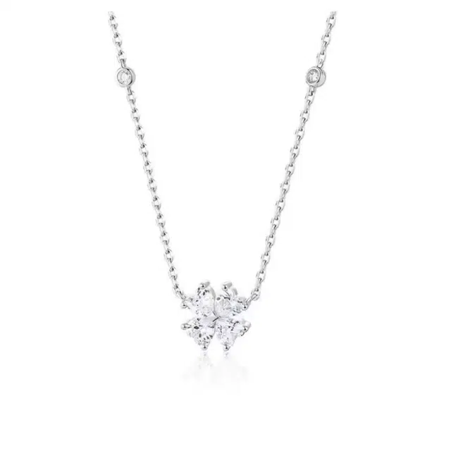 芸礼 轻奢闪耀幸运爱心四叶草项链吊坠 银镀合金 百搭精致小众高级甜美 女款