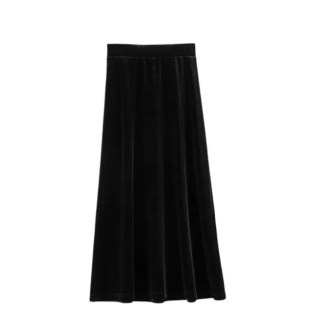 晚白 松紧腰设计丝绒半裙微弹力气质减龄半身裙 女款