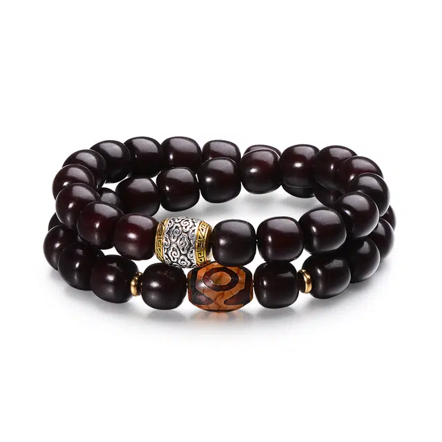 彗时 普陀山乐安珍藏精品【高品质】小众新中式前程似锦文玩天珠转运珠国风双圈叠戴国潮祥云 星月菩提菩提根 手串 男女同款情侣款