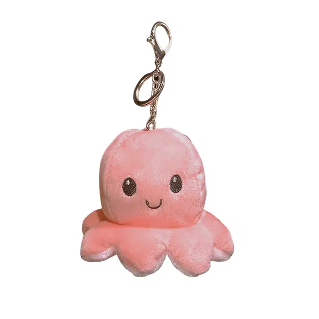 心水好物 翻转翻面章鱼创意钥匙链娃娃公仔包包书包挂饰毛绒钥匙扣 聚酯纤维 挂件 男女同款情侣款