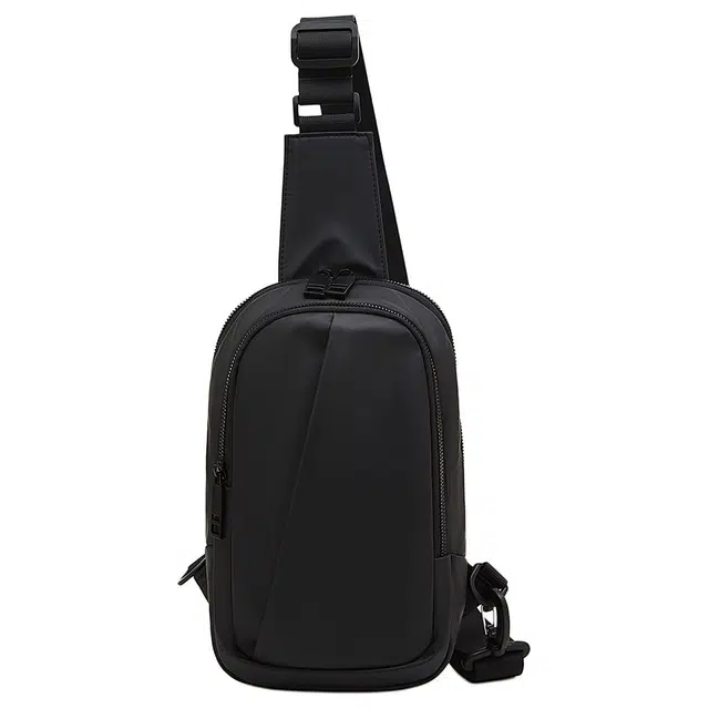 老人头 潮酷小众百搭轻便实用斜挎包 织物 胸包 常规 男款 黑色