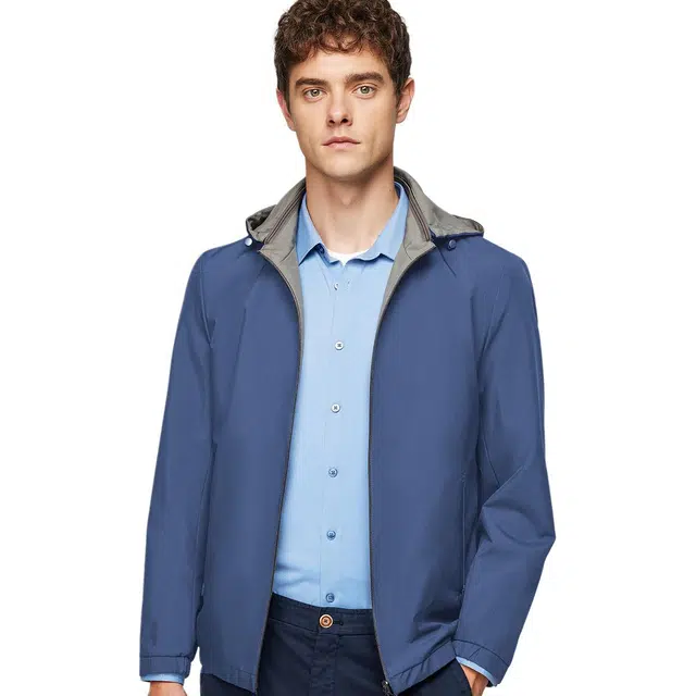 红豆 双面穿连帽可脱卸商务休闲拉链挺括易打理通勤百搭外套夹克 男款