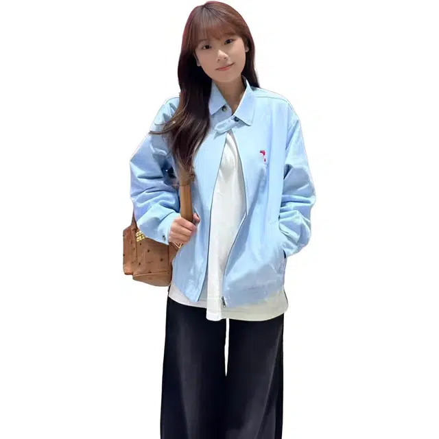 邓大喵 美式复古外套女春秋韩系小个子宽松百搭开春刺绣上衣夹克 女款
