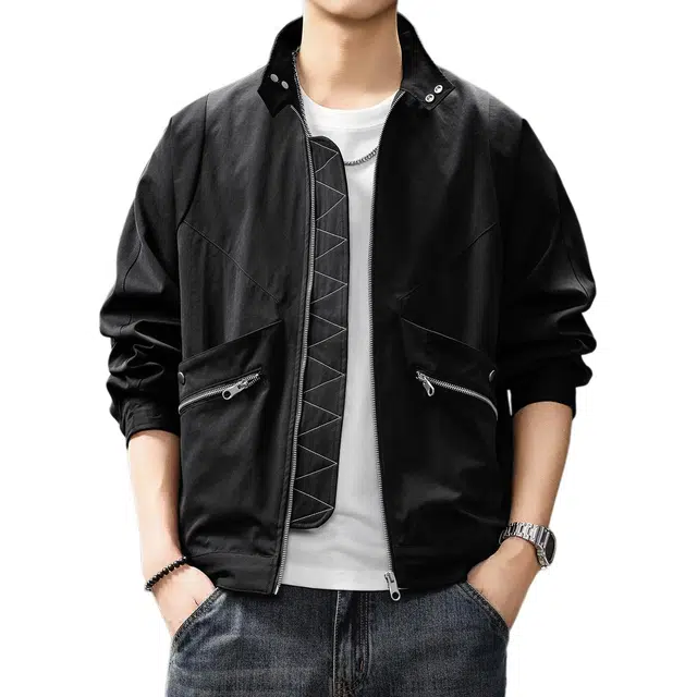 贵色 美式百搭高端赛博朋克风潮牌机车立领机能风立领金属撞色夹克 男女同款