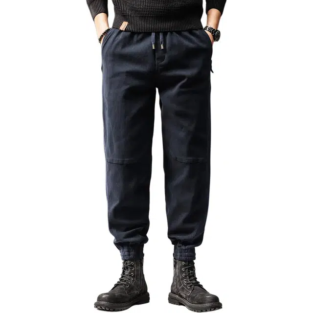 贵色 日系潮流复古阿美咔叽风磨毛拼接潮牌高街痞帅时尚百搭城市机能日常出行穿搭宽松锥形哈伦长裤工装裤 男女同款