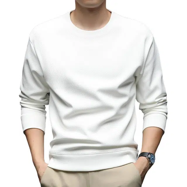 卡丹狄诺 菱心条设计秋季长袖圆领质感舒适柔软细腻秋冬基础款打底衫男卫衣 男女同款