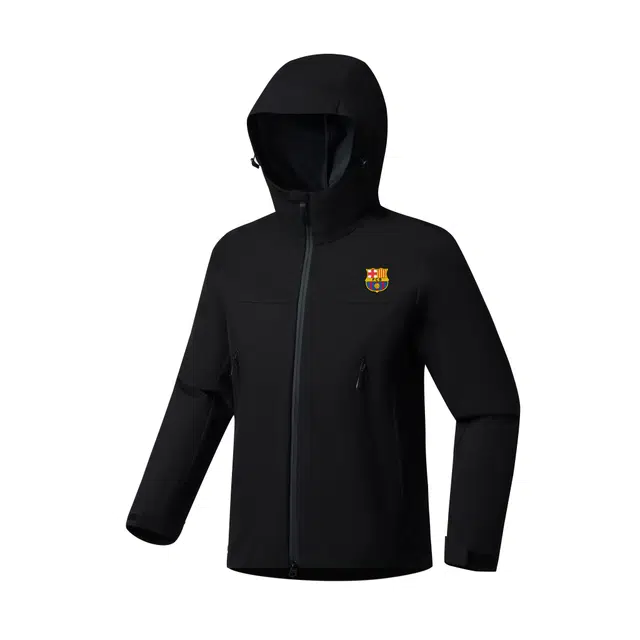 巴塞罗那足球俱乐部  简约纯色设计户外透湿休闲连帽单层  都市生活/旅游/通勤 耐磨轻量透气防水防风冲锋衣 男女同款