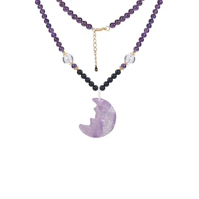 子婳 招财转运平安顺逐桃花正缘紫水晶狐狸吊坠时尚复古轻奢优雅高端气质百搭毛衣链#好运 紫水晶 项链 女款