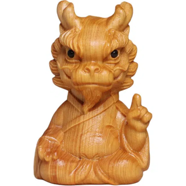 得笙陌 龙太师雕刻工艺品国潮好运龙年吉祥物 崖柏 木作摆件 男女同款情侣款