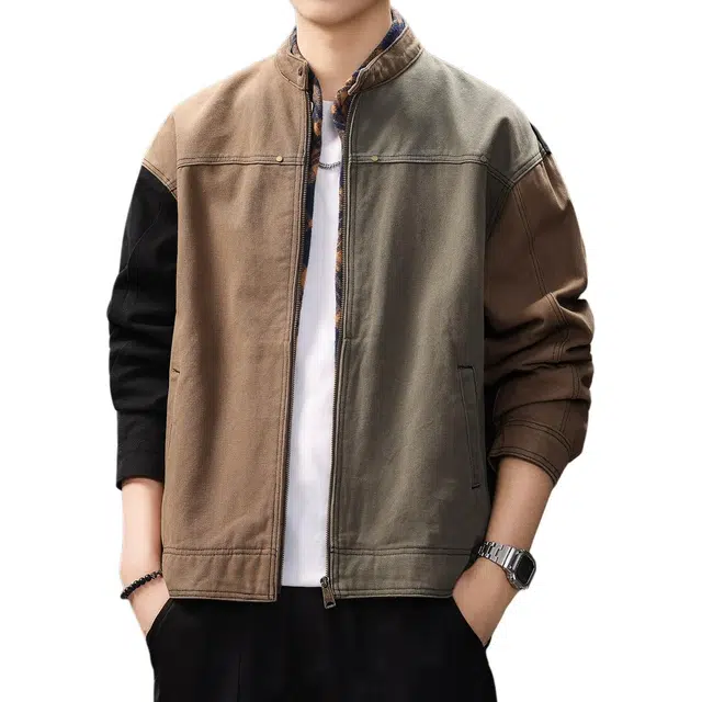 贵色 美式复古城市机能风工装撞色拼接重磅出行经典百搭立体裁剪设计防风耐磨休闲夹克外套 男女同款